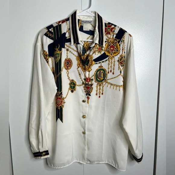 that’s me! Tops - That’s Me! - Vintage Versace Inspired Button Down Top - Chains and bows